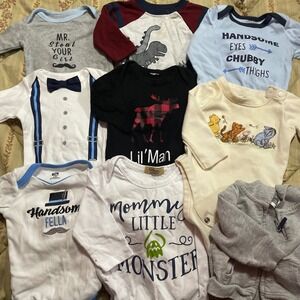 25 Pc Baby Boy Clothes Lot Preemie NB 0-3M Carters Gerber Onesies Sleepers Pants